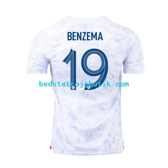 Frankrig Benzema 19 Mænd Udebane Fodboldtrøje World Cup 2022 Kortærmet