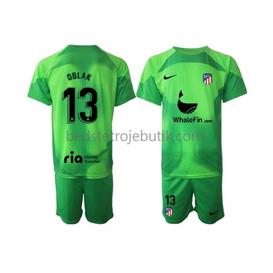 Atlético Madrid Jan Oblak 13 Målmand Børn Hjemmebane Fodboldtrøje 2022-2023 Kortærmet