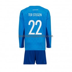 Tyskland ter Stegen 22 Målmand Børn Hjemmebane Fodboldtrøje World Cup 2022 Langærmet