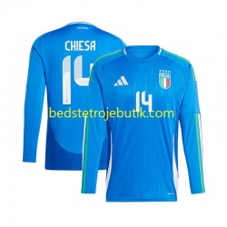 Italien Chiesa 14 Mænd Hjemmebane Fodboldtrøje Euro 2024 Langærmet