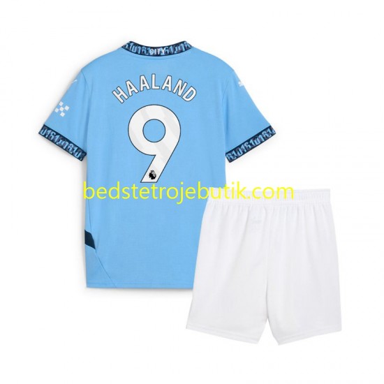Manchester City Erling Haaland 9 Børn Hjemmebane Fodboldtrøje 2024-2025 Kortærmet