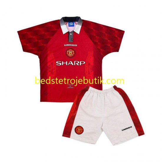 Manchester United 1996 Retro Børn Hjemmebane Fodboldtrøje Kortærmet