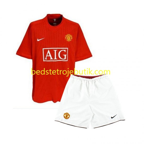 Manchester United 2007 Retro Børn Hjemmebane Fodboldtrøje Kortærmet